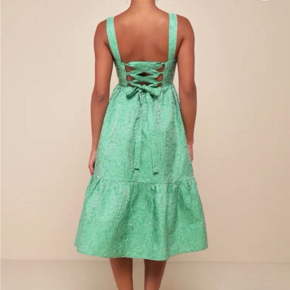 Floral brocade corset dress